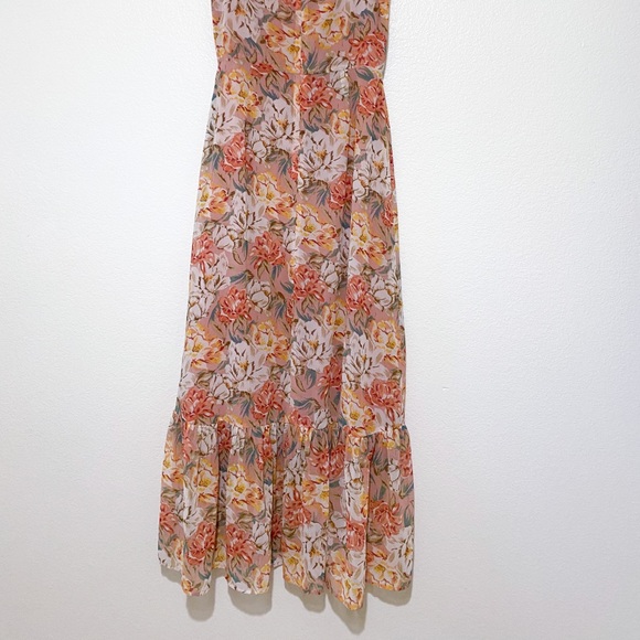 WAYF Valerie Blouson Midi Dress In Coral Floral | Size S - Picture 4 of 11